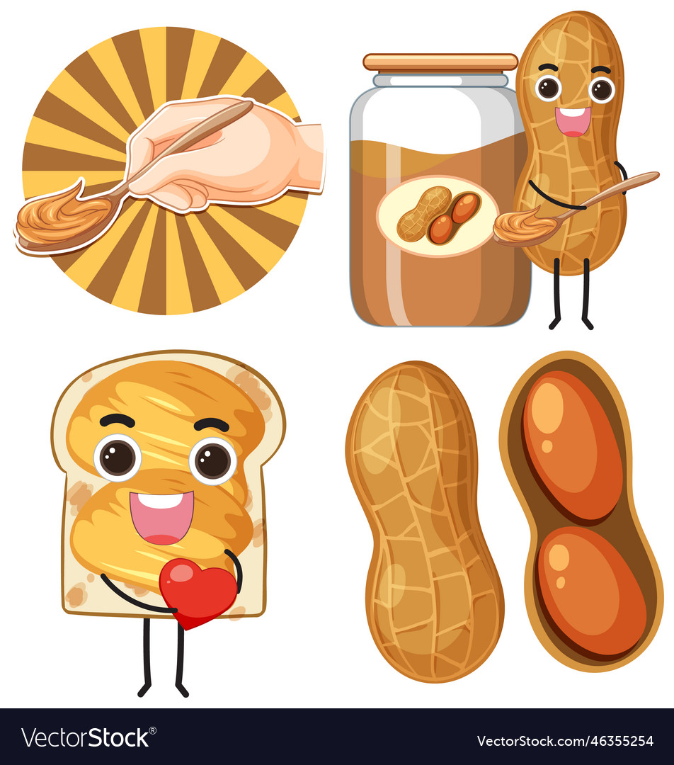 Peanut butter elements and icons set
