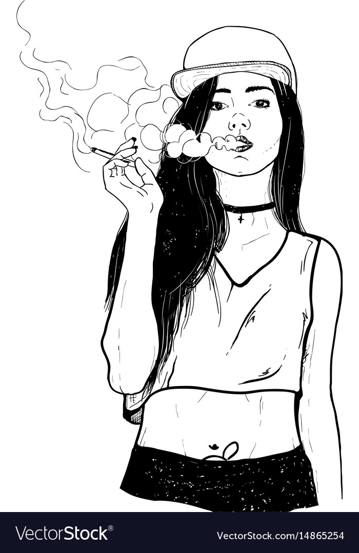 smoking girl Art Print by MerellK | Society6