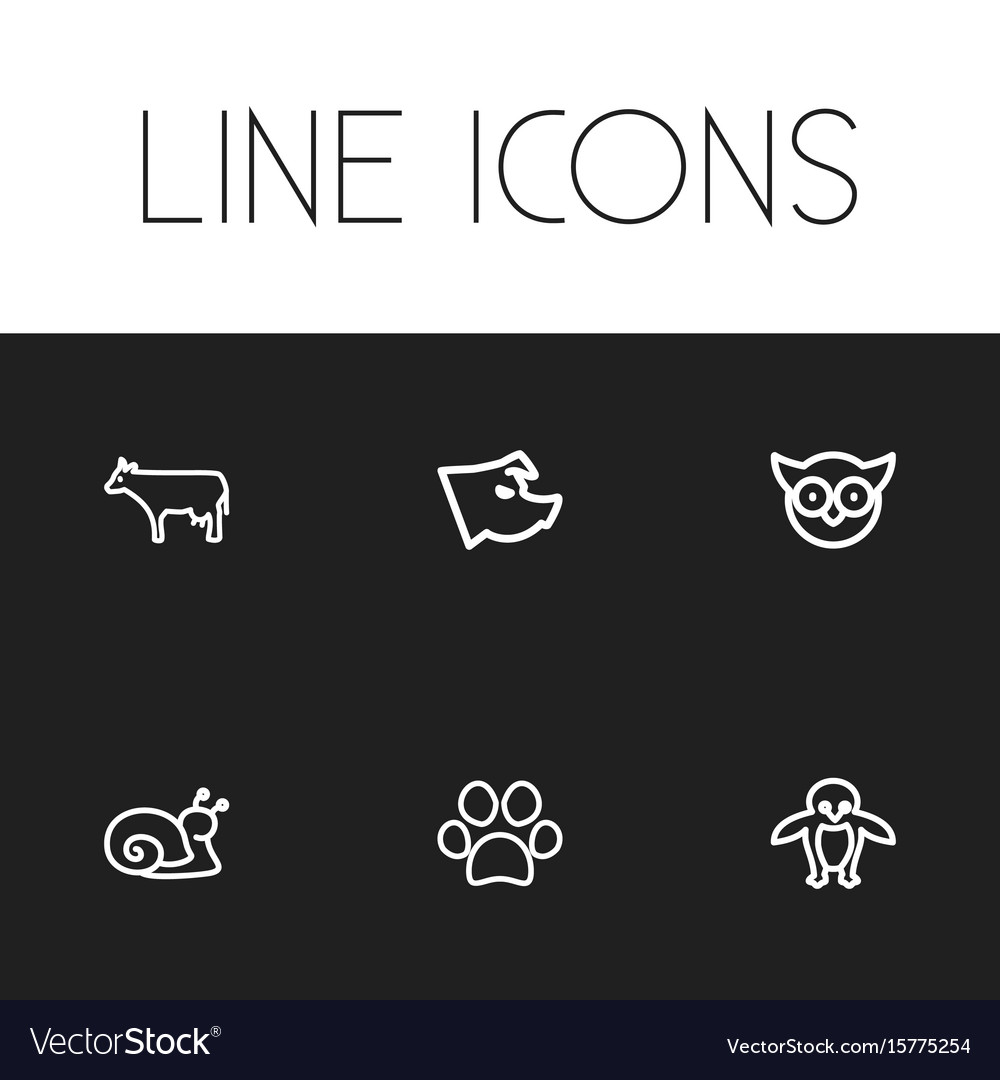 Set of 6 editable zoo icons includes symbols