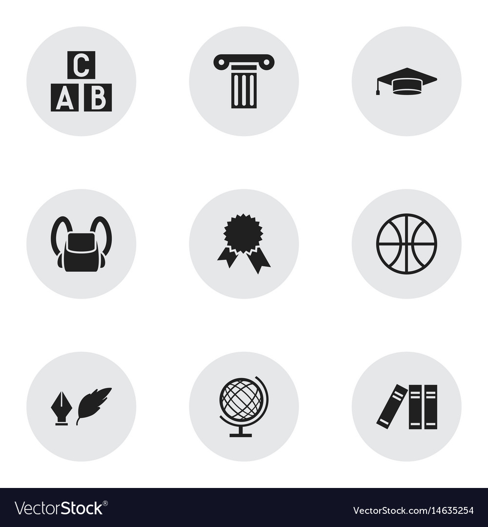 Set of 9 editable university icons includes