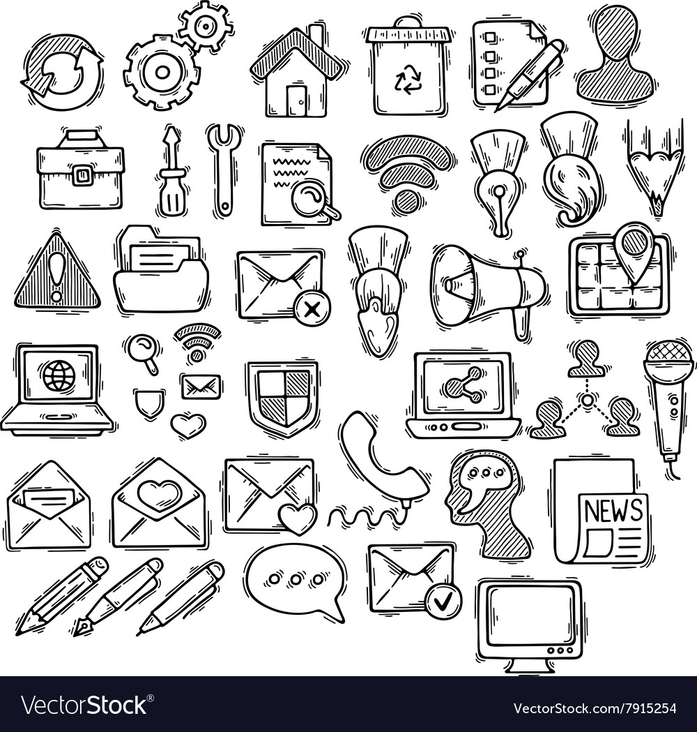 Set Of Doodle Web Computer And Drawing Icons Vector Image Set Of Doodle Web Computer And Drawing Icons Vector 7915254