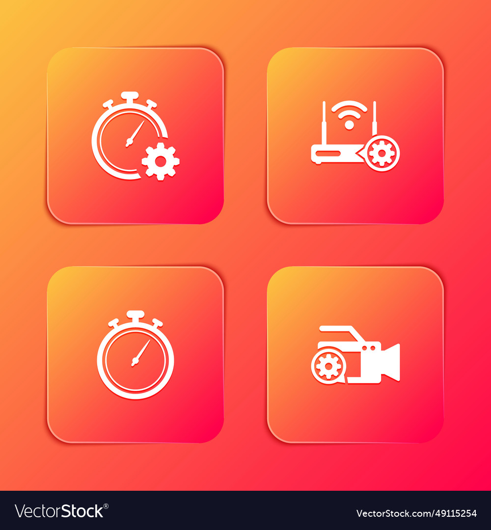 Set time management setting router and wi-fi vector image Set time management setting router and wi-fi