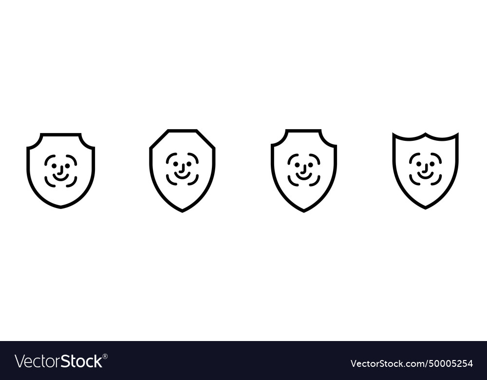 Shield face id line icon protection secure