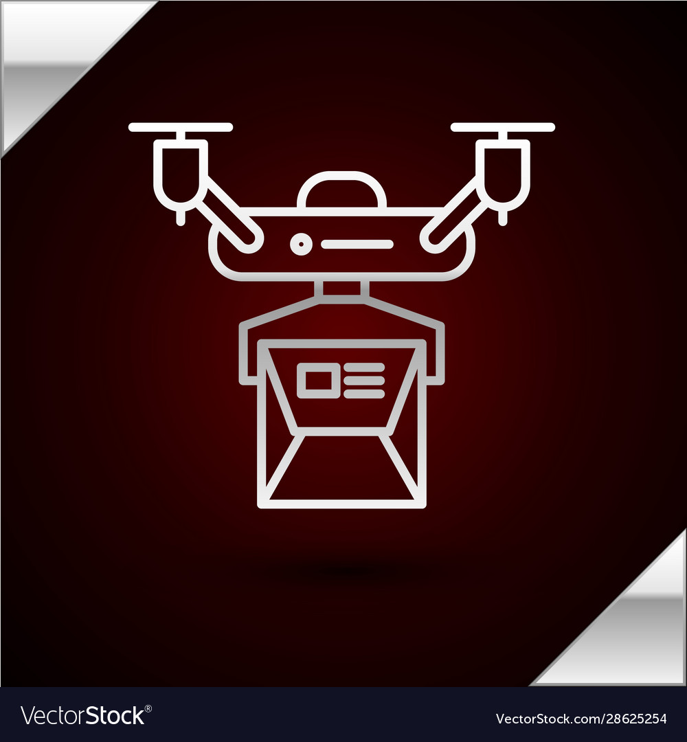 Silver line drone delivery concept icon isolated