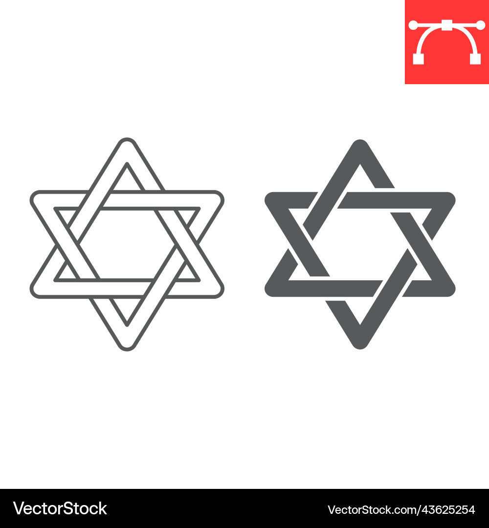 Star david line and glyph icon Royalty Free Vector Image