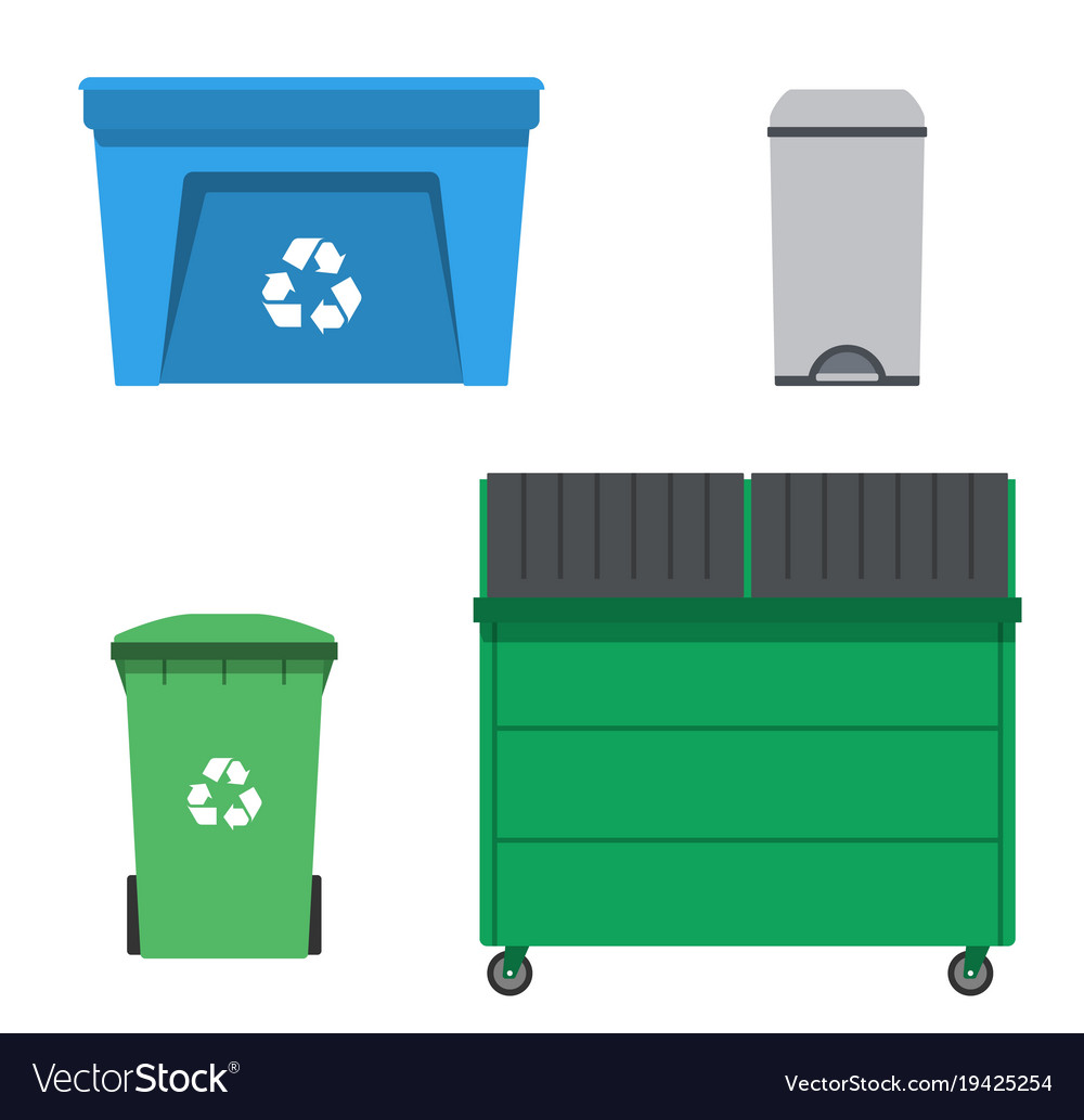 Thrash and recycling can garbage container set