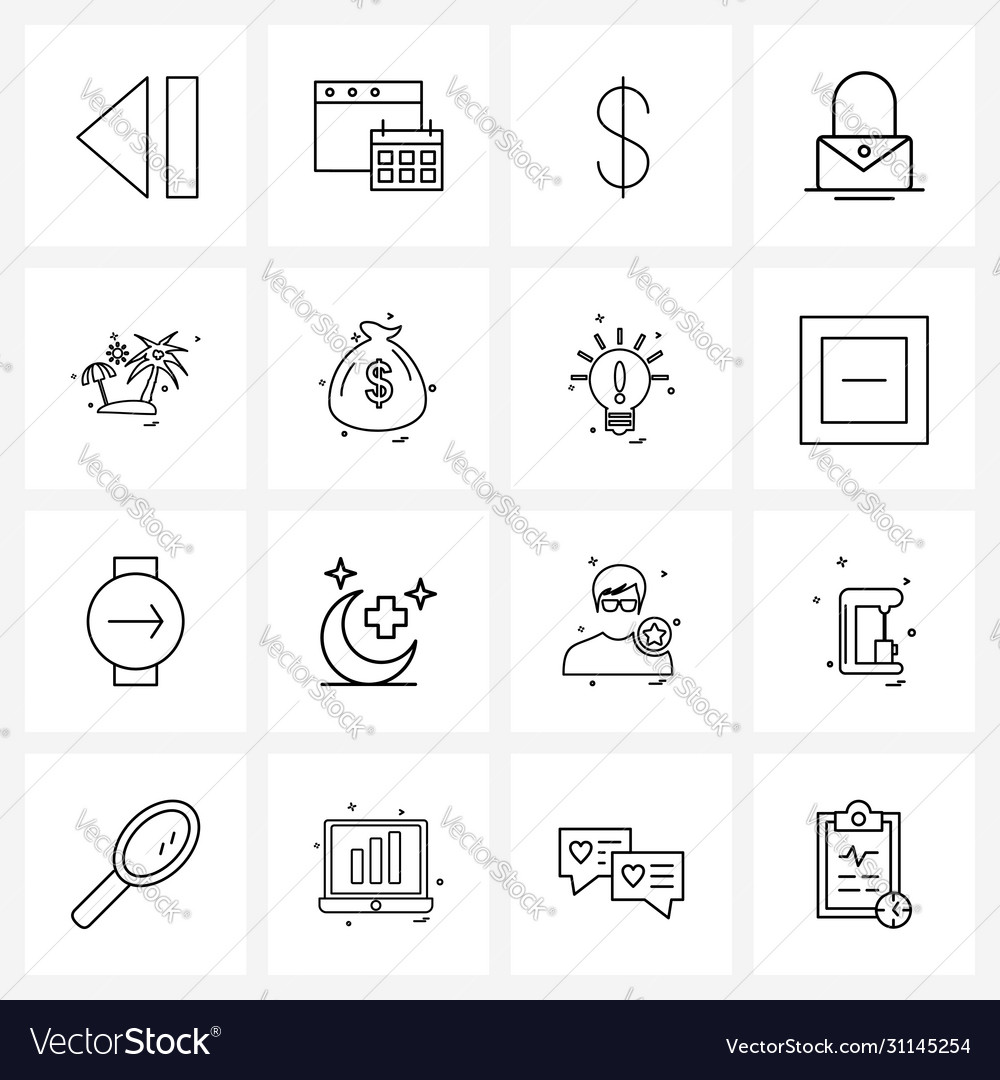 Ui set 16 basic line icons bag tree sign
