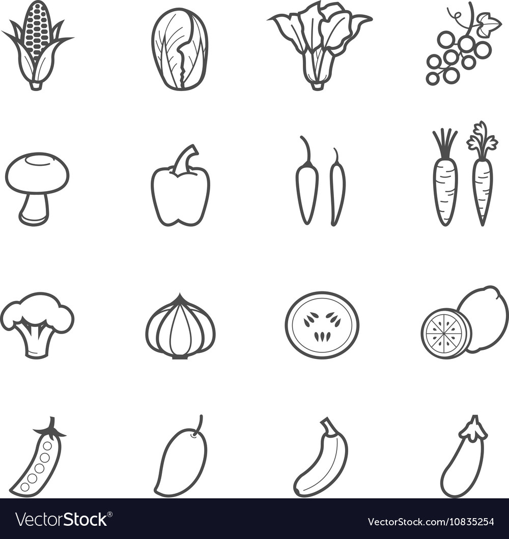 Vegetables and fruits icons Royalty Free Vector Image