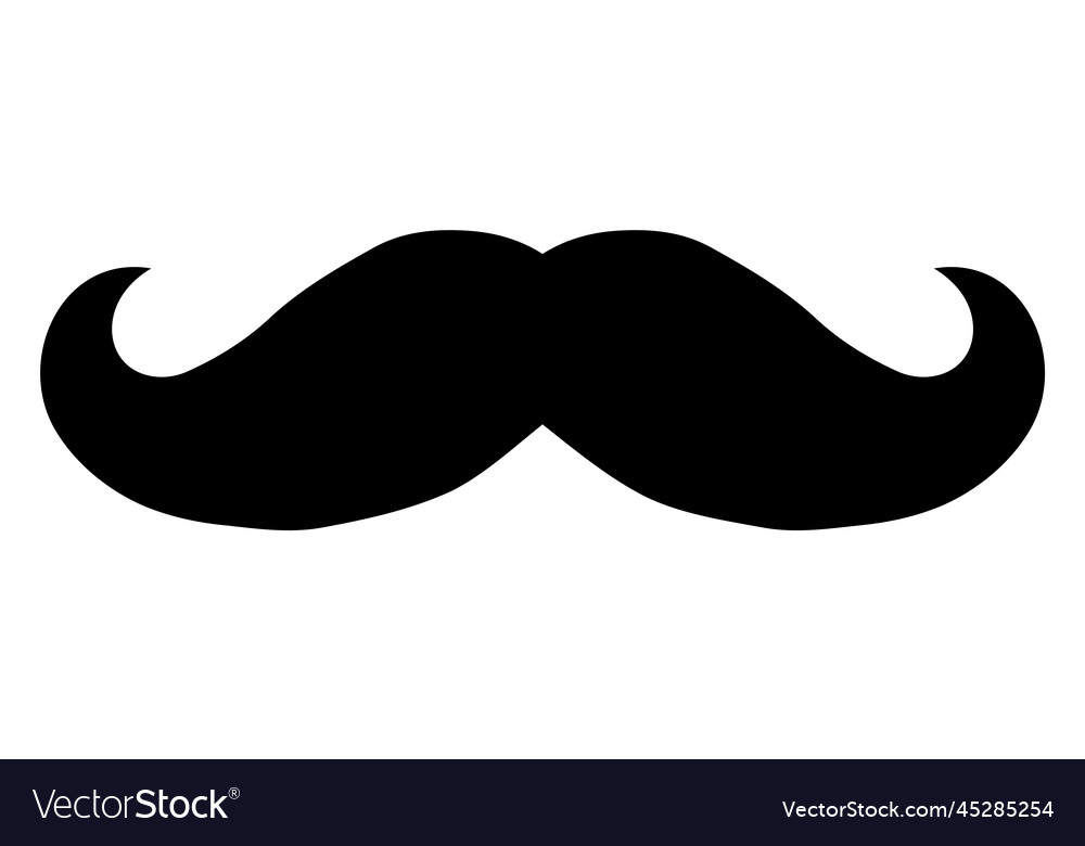 Vintage curly mustache black icon face hair Vector Image