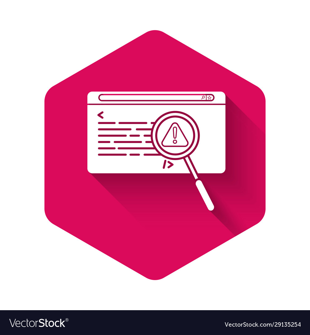 White system bug concept icon isolated with long vector image White system bug concept icon isolated with long