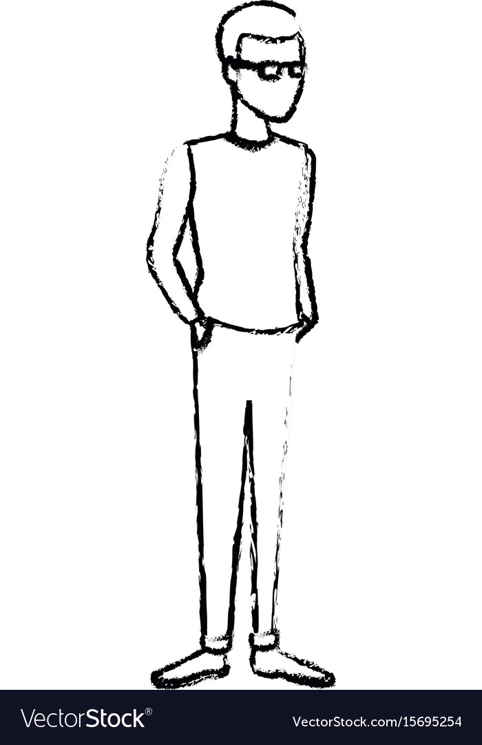 Young man student standing cartoon person image