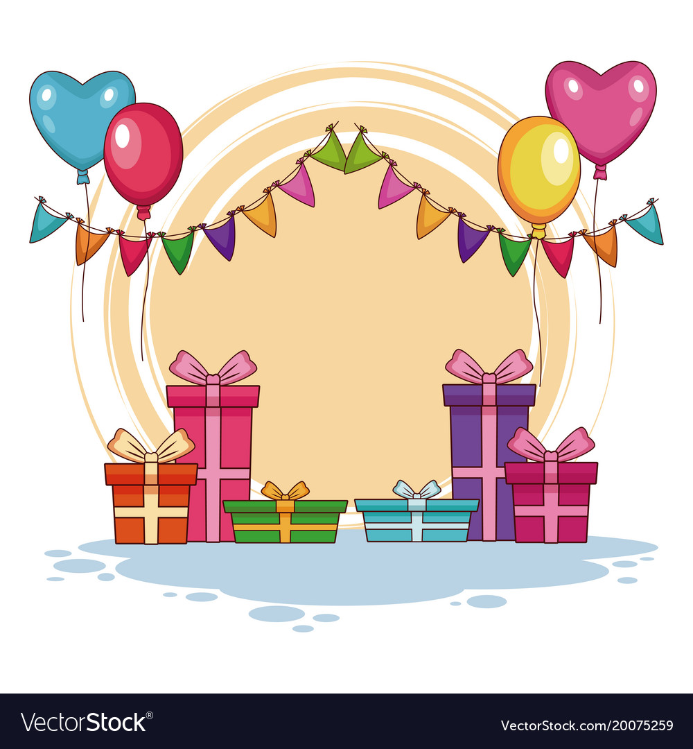 Birthday gifts and balloons Royalty Free Vector Image