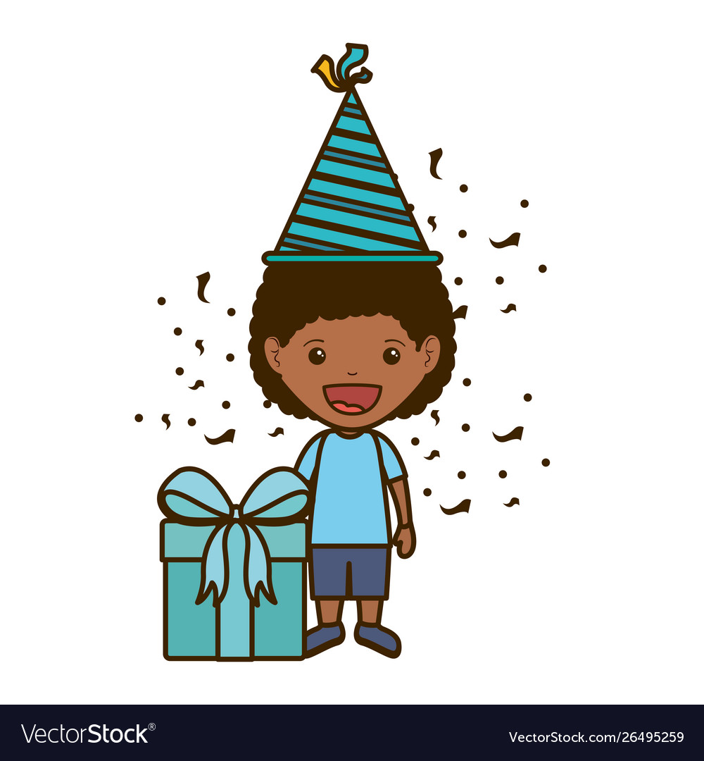 Boy with party hat in birthday celebration