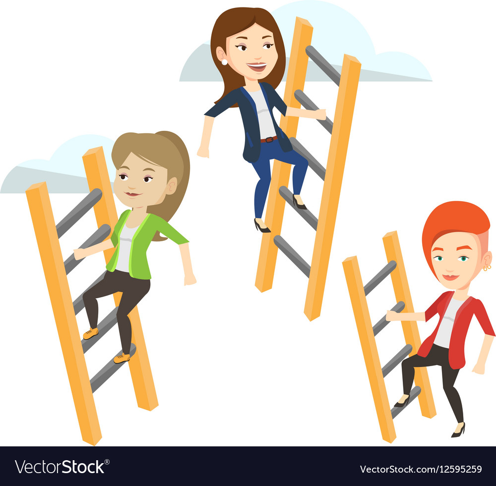 Business people climbing to success