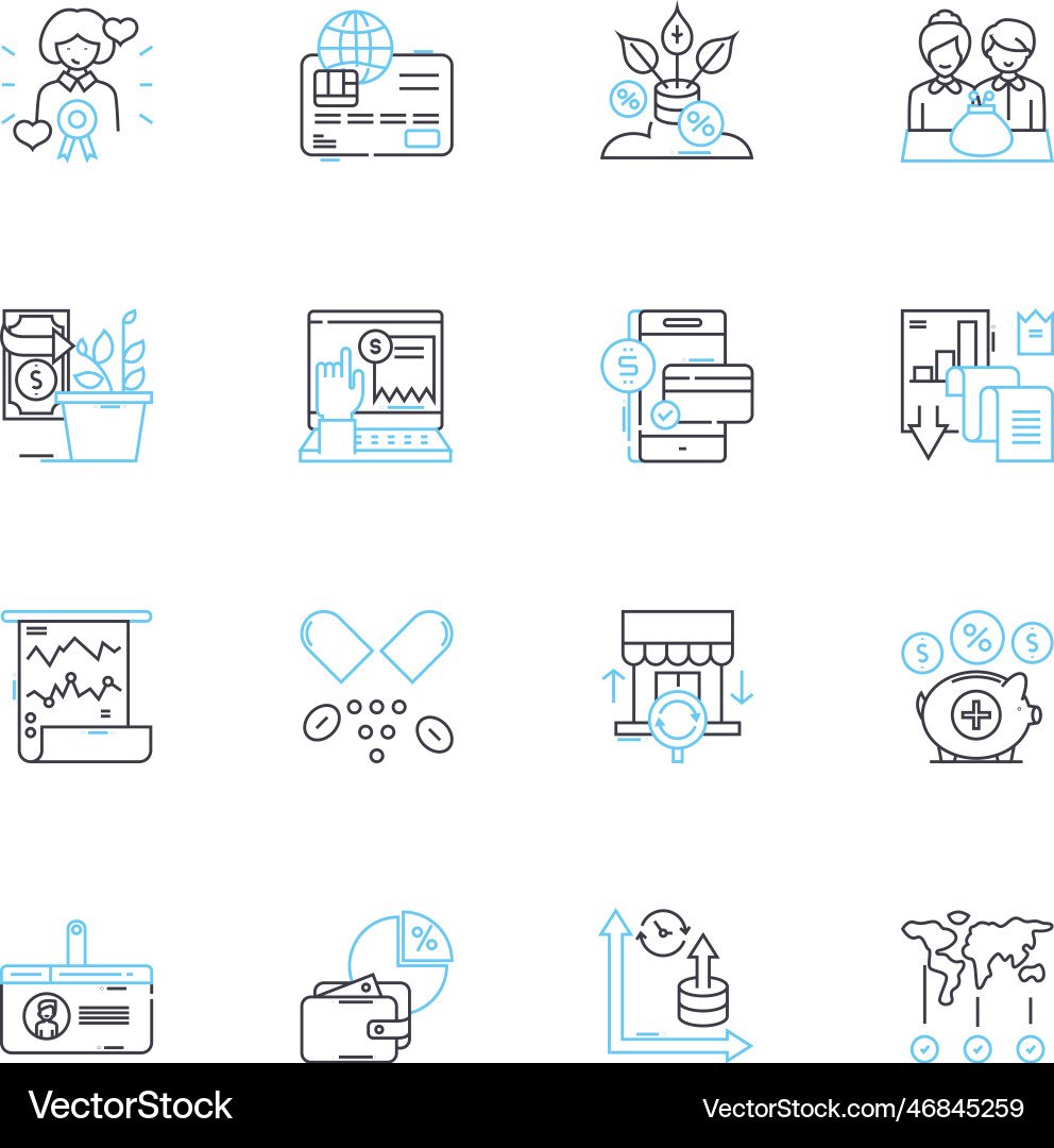 Chemical industry linear icons set polymerization Vector Image
