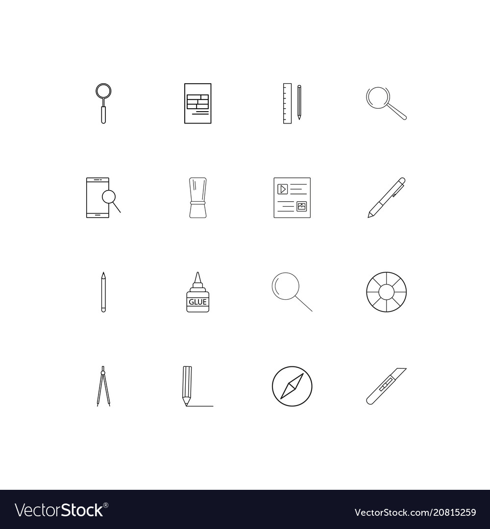 Creative process and design linear thin icons set