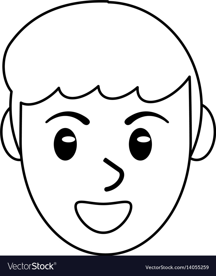 Face male avatar smile outline Royalty Free Vector Image