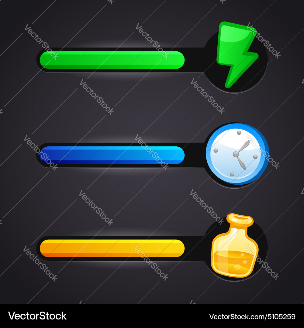Game icons and resource bar set Royalty Free Vector Image