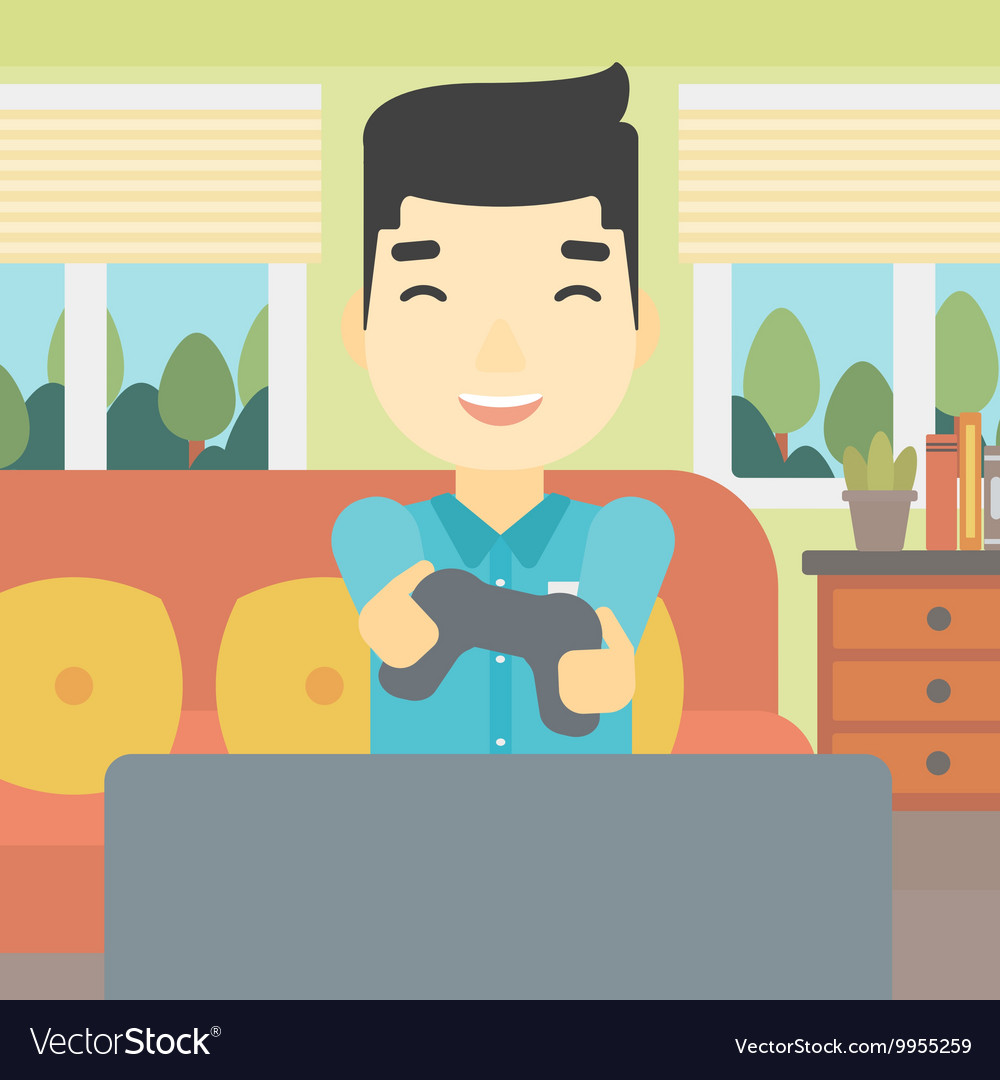 Man playing video game