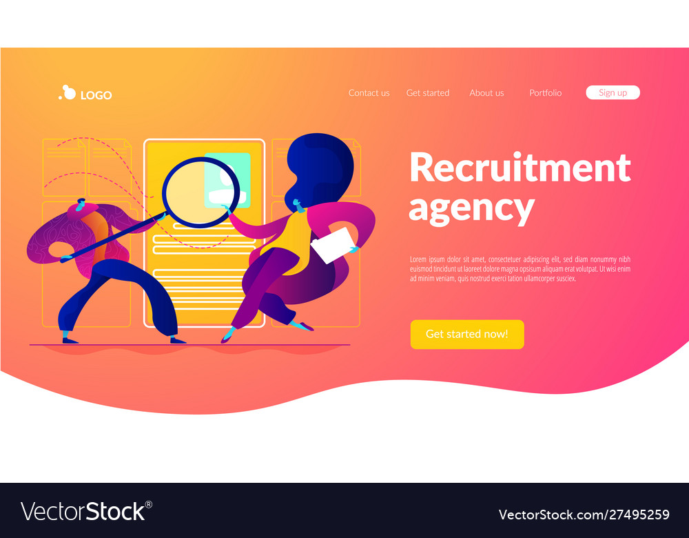 Recruitment agency landing page template Vector Image