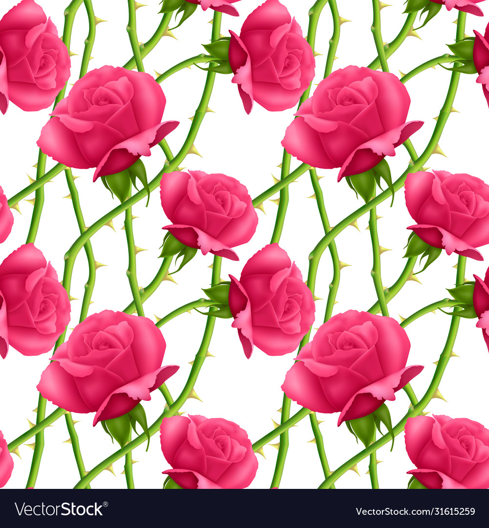 Seamless endless pattern with roses and thorns