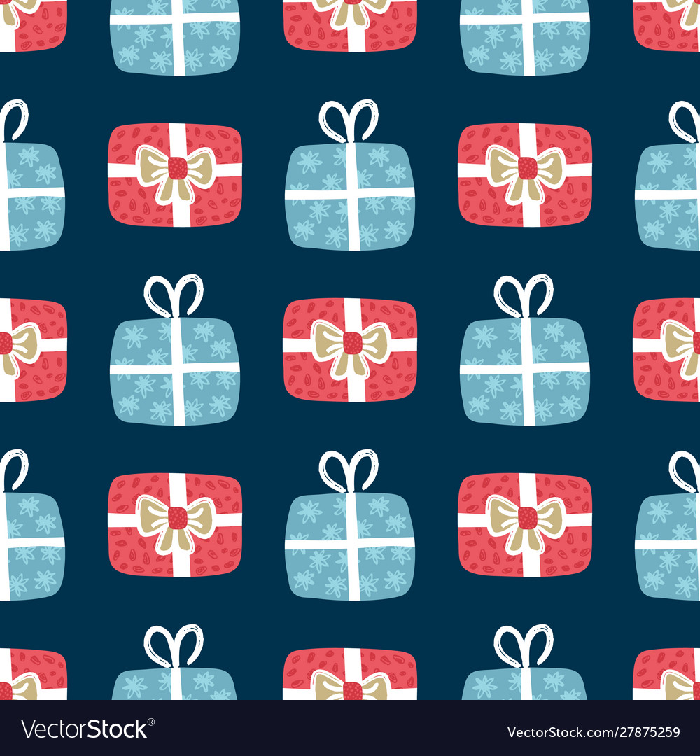 Seamless pattern with textured gift boxes Vector Image