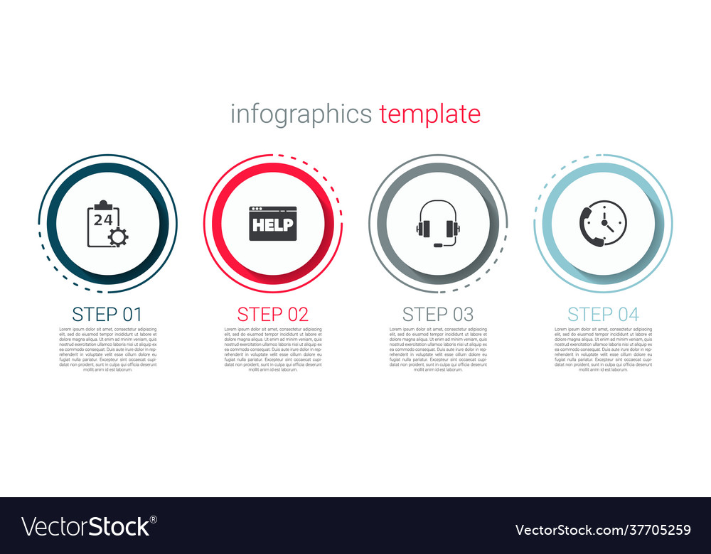 Set checklist with 24 hours service browser help vector image Set checklist with 24 hours service browser help