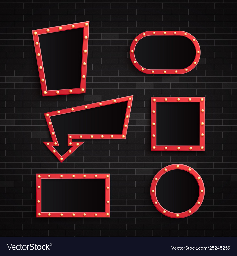 Set retro red blank frames
