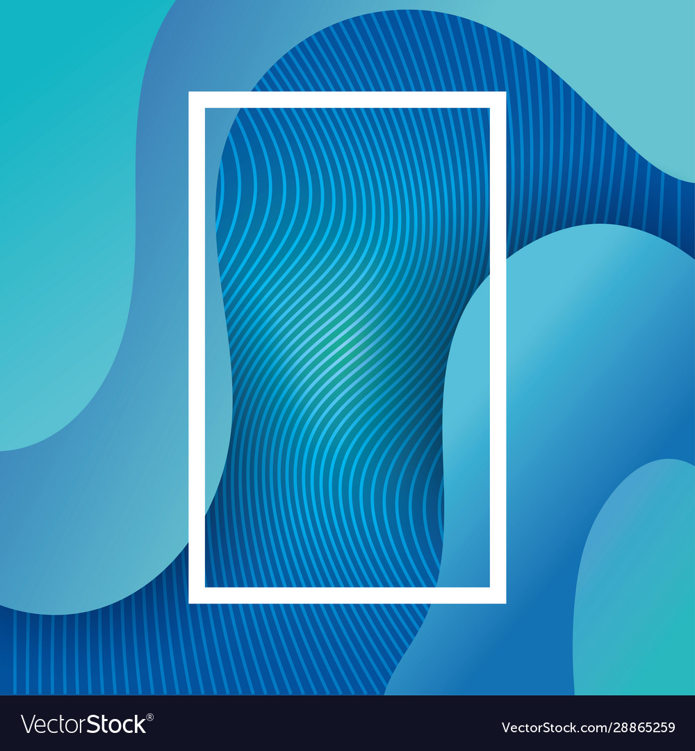 Waves background with frame geometric figures
