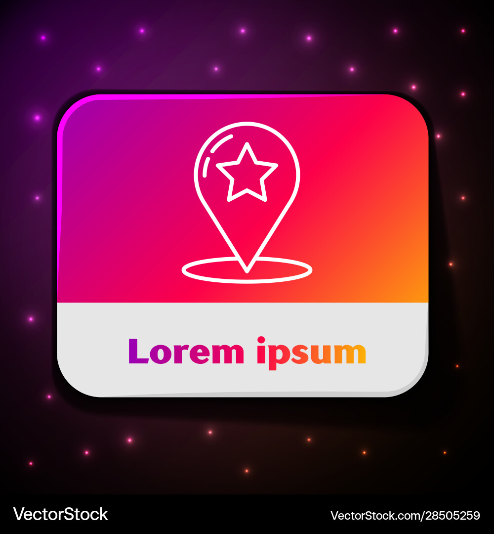 White line map pointer with star icon isolated Vector Image