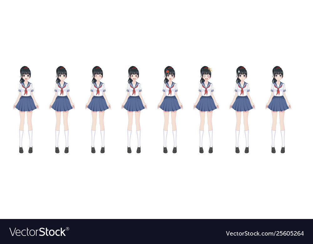 Anime manga schoolgirl in sailor suit blue skirt