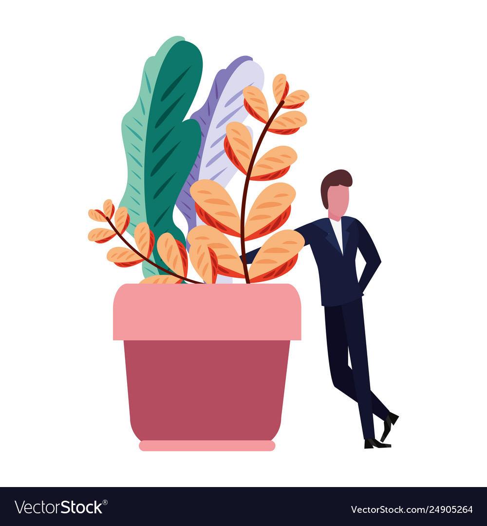 Businessman potted plant