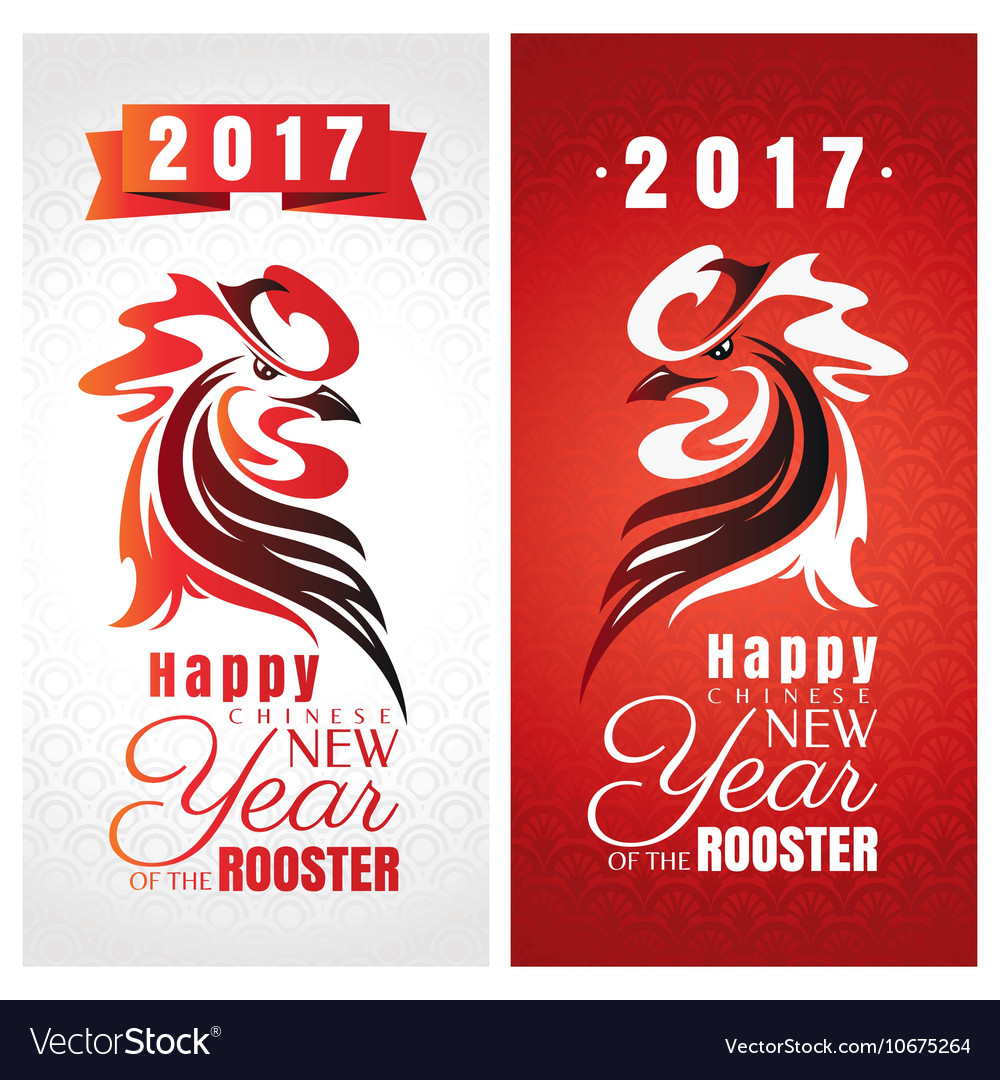 Chinese new year greeting cards with rooster