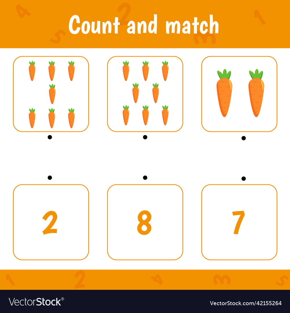 Count and match carrots vector image Count and match carrots