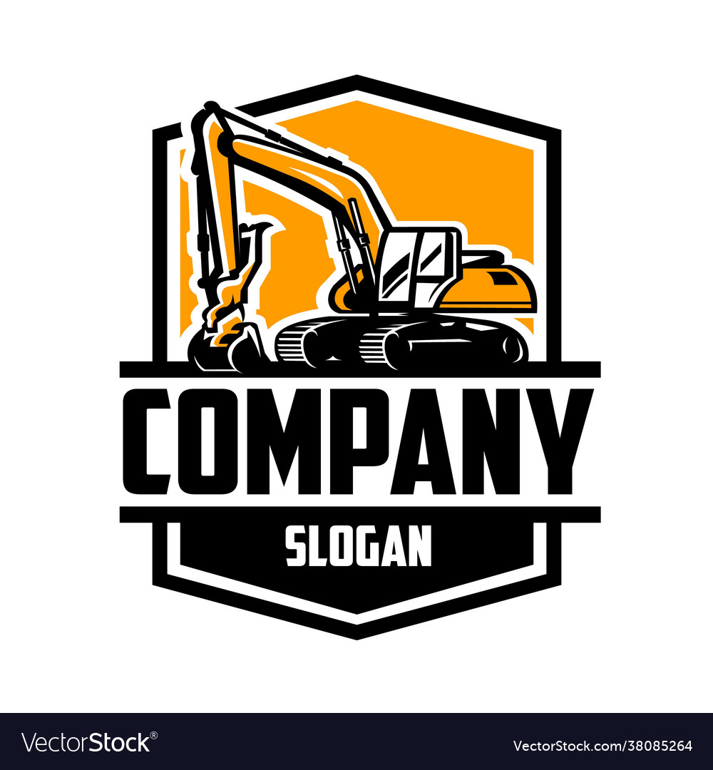 Excavating land clearing constructing logo Vector Image