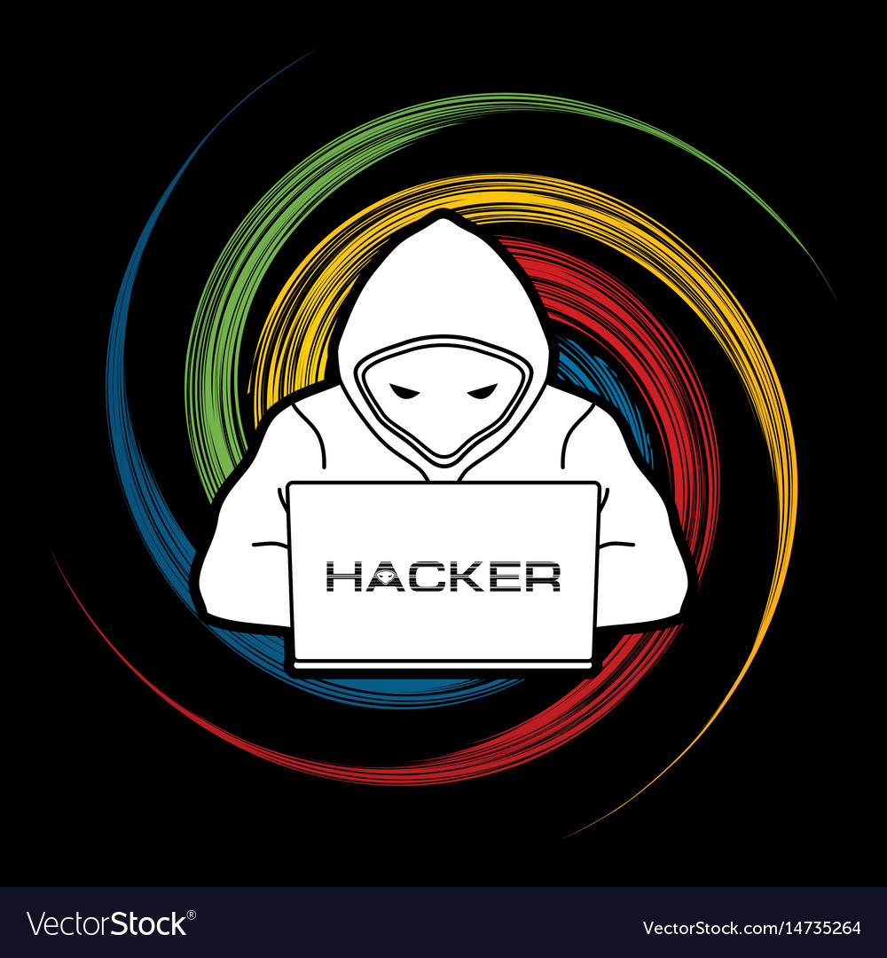 Hacker working on laptop