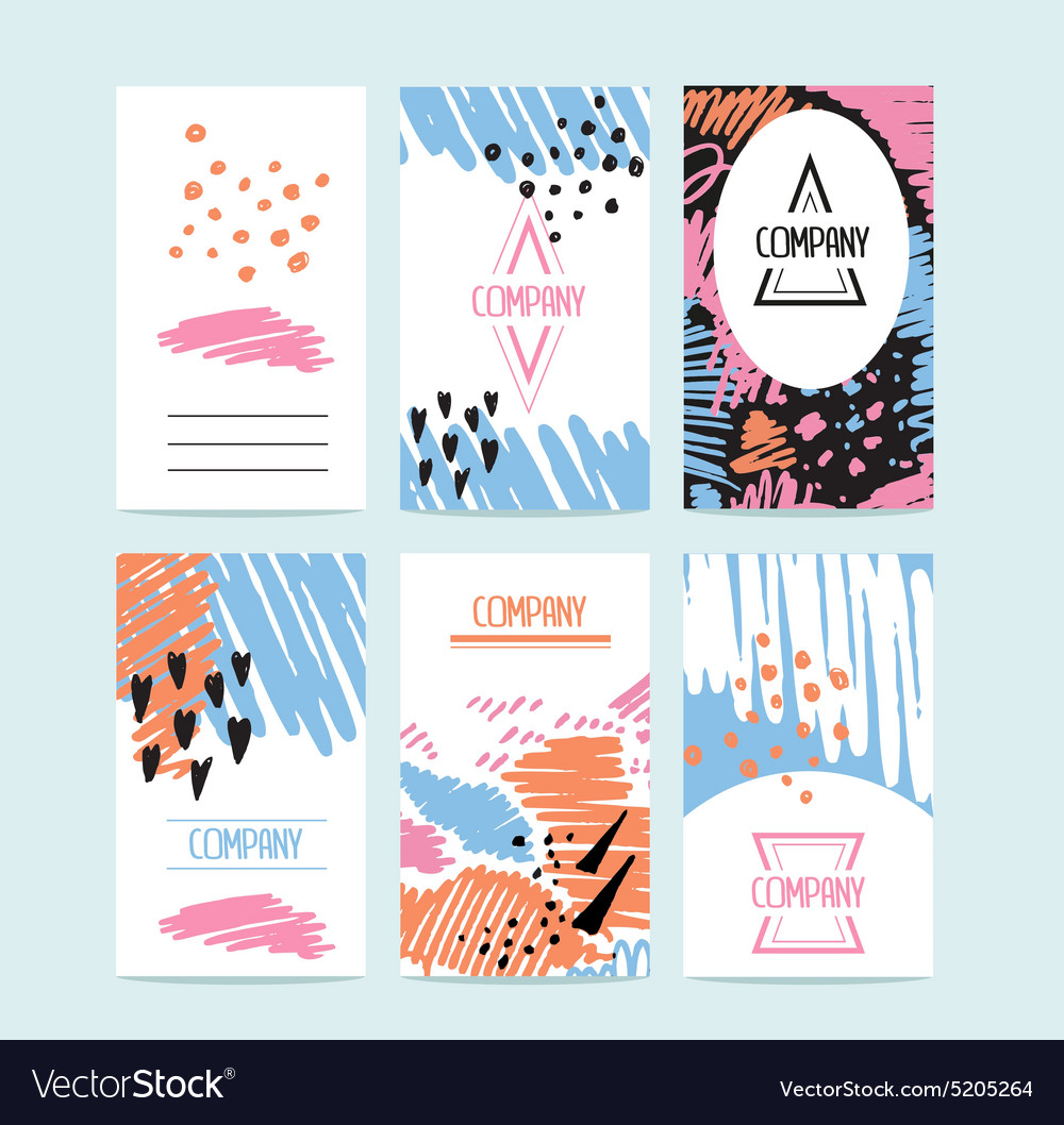 Hand drawn 6 cards with trendy textures Royalty Free Vector