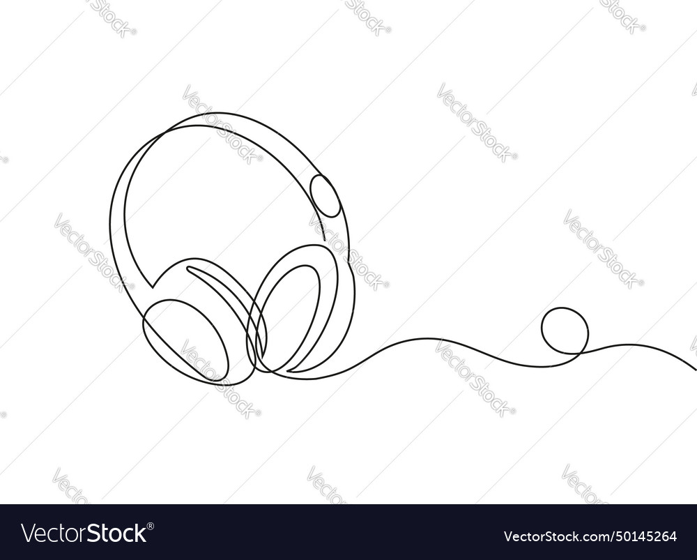 Headphone with heart in continuous line style