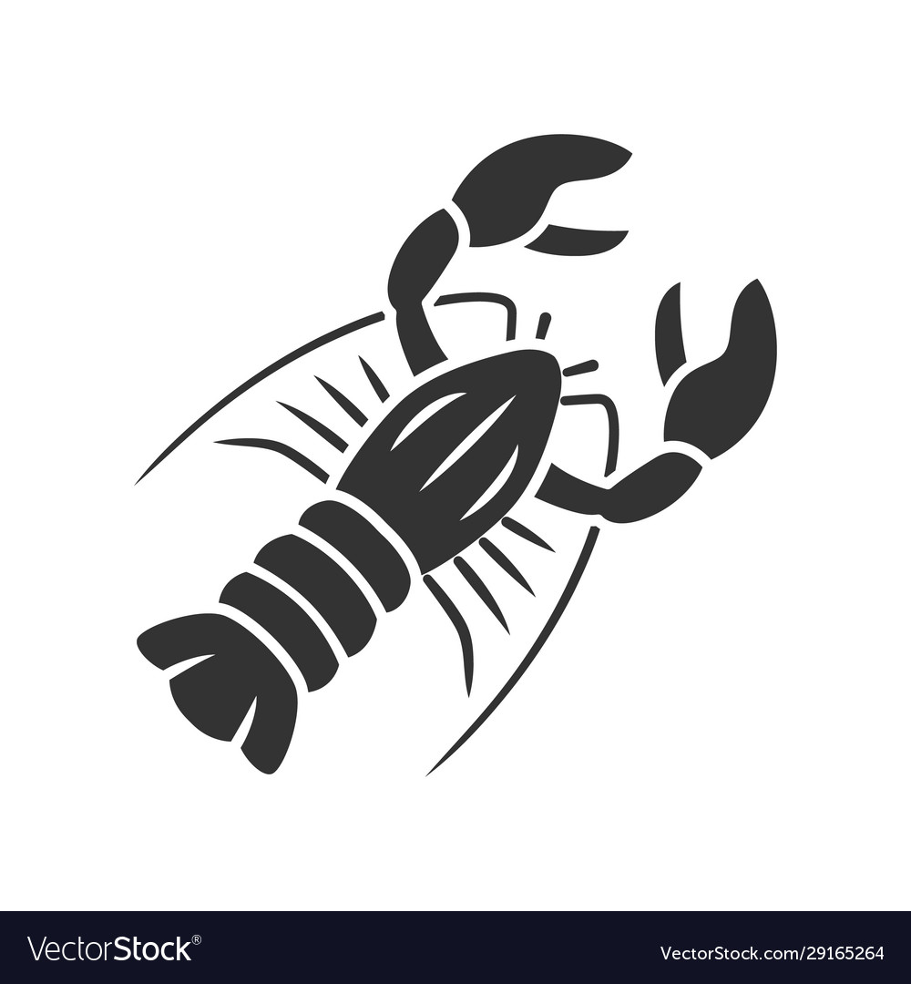 Lobster glyph icon seafood restaurant menu Vector Image