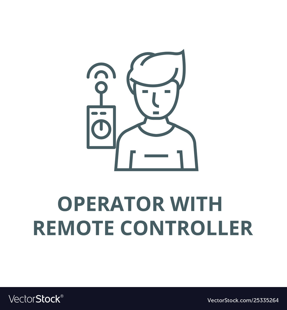 Operator with remote controller line icon vector image Operator with remote controller line icon