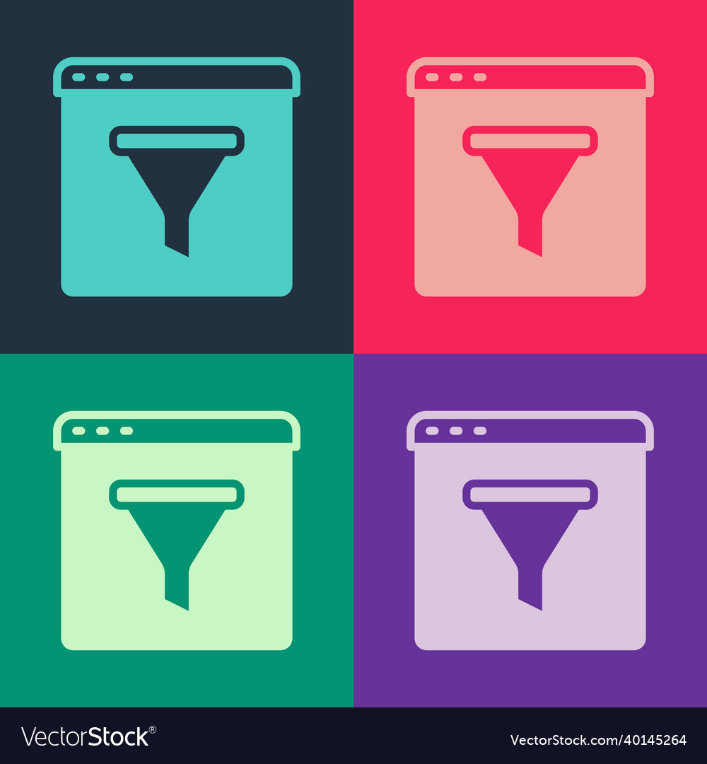 Pop art browser window icon isolated on color vector image Pop art browser window icon isolated on color