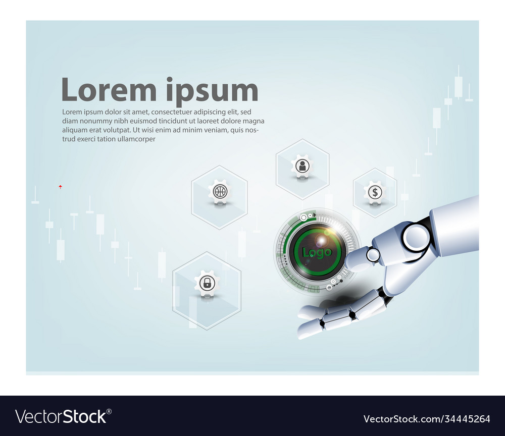 Robot hand financial investment economic trends Vector Image