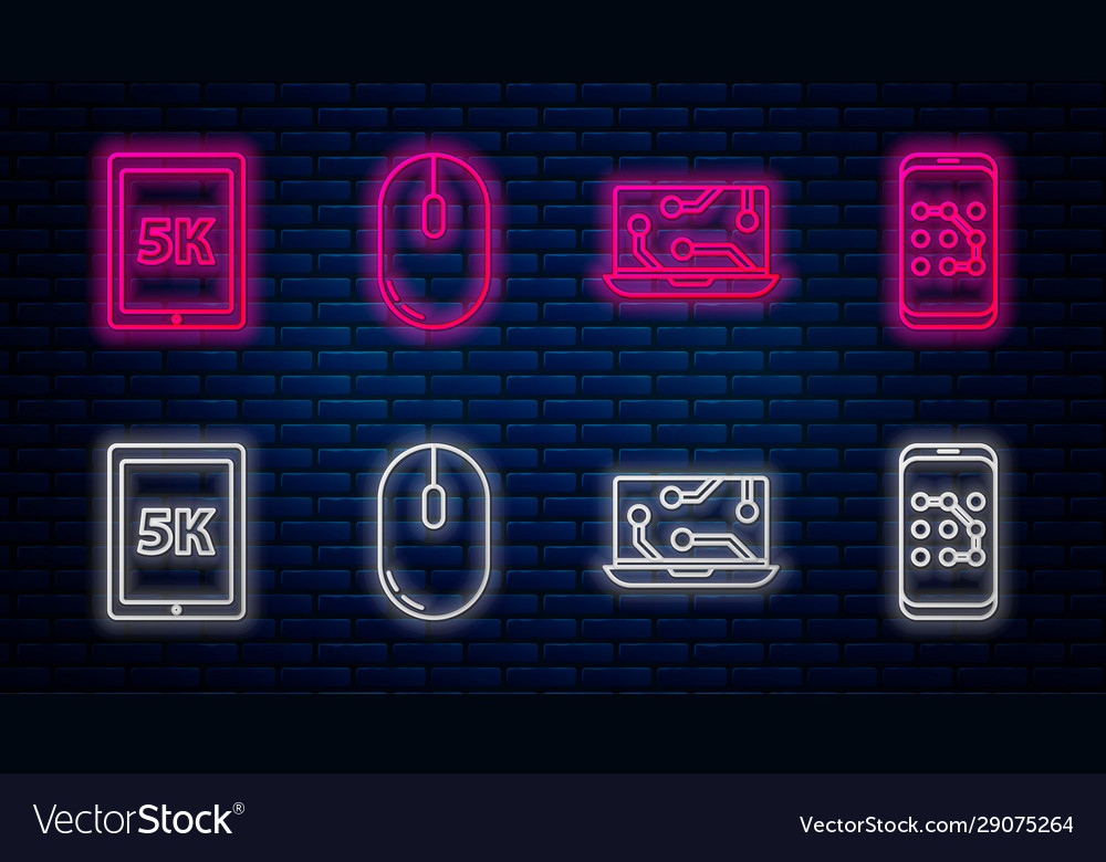 Set line computer mouse laptop tablet with text vector image Set line computer mouse laptop tablet with text
