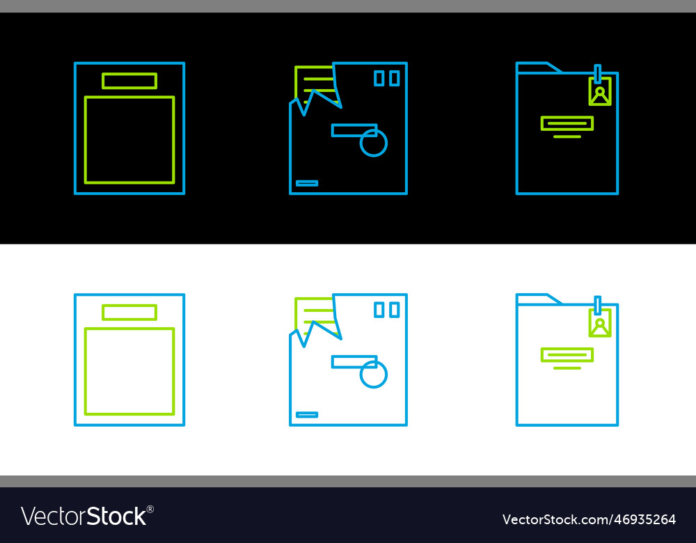 Set line personal folder empty form and ordered vector image Set line personal folder empty form and ordered