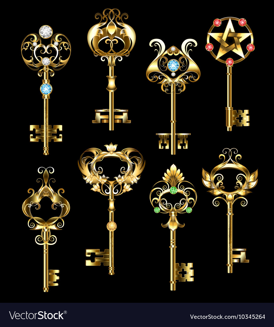 Set of gold keys Royalty Free Vector Image - VectorStock