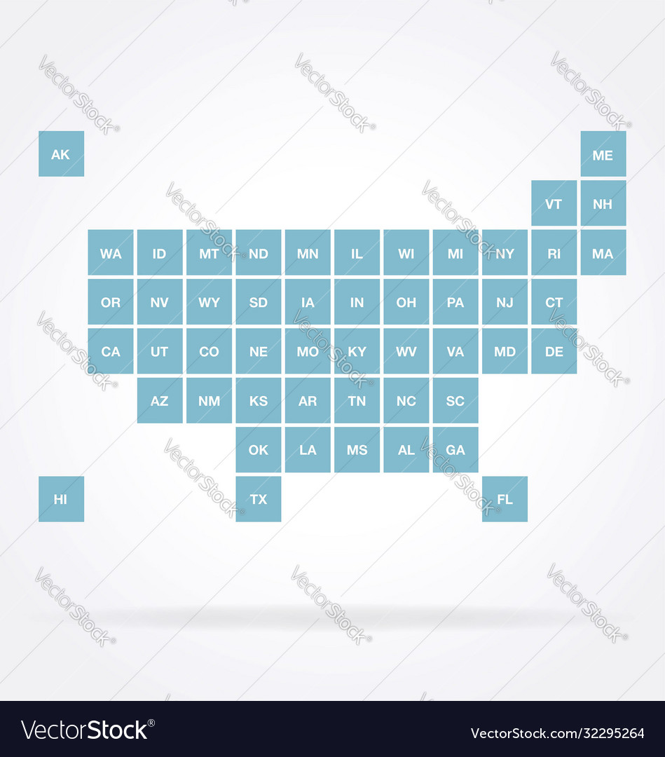 Usa map political stylized infograph square states