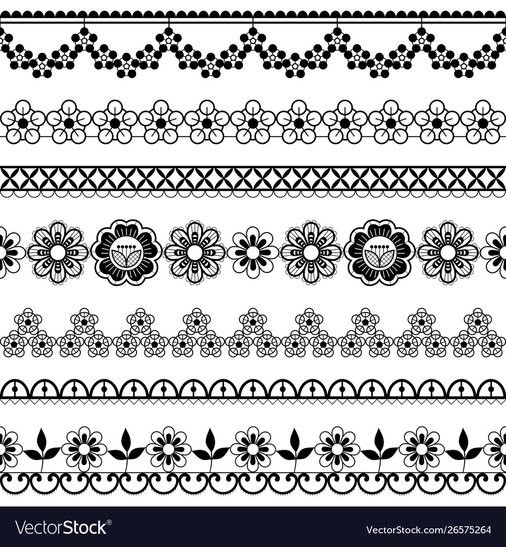 Vintage wedding lace seamless pattern set Vector Image