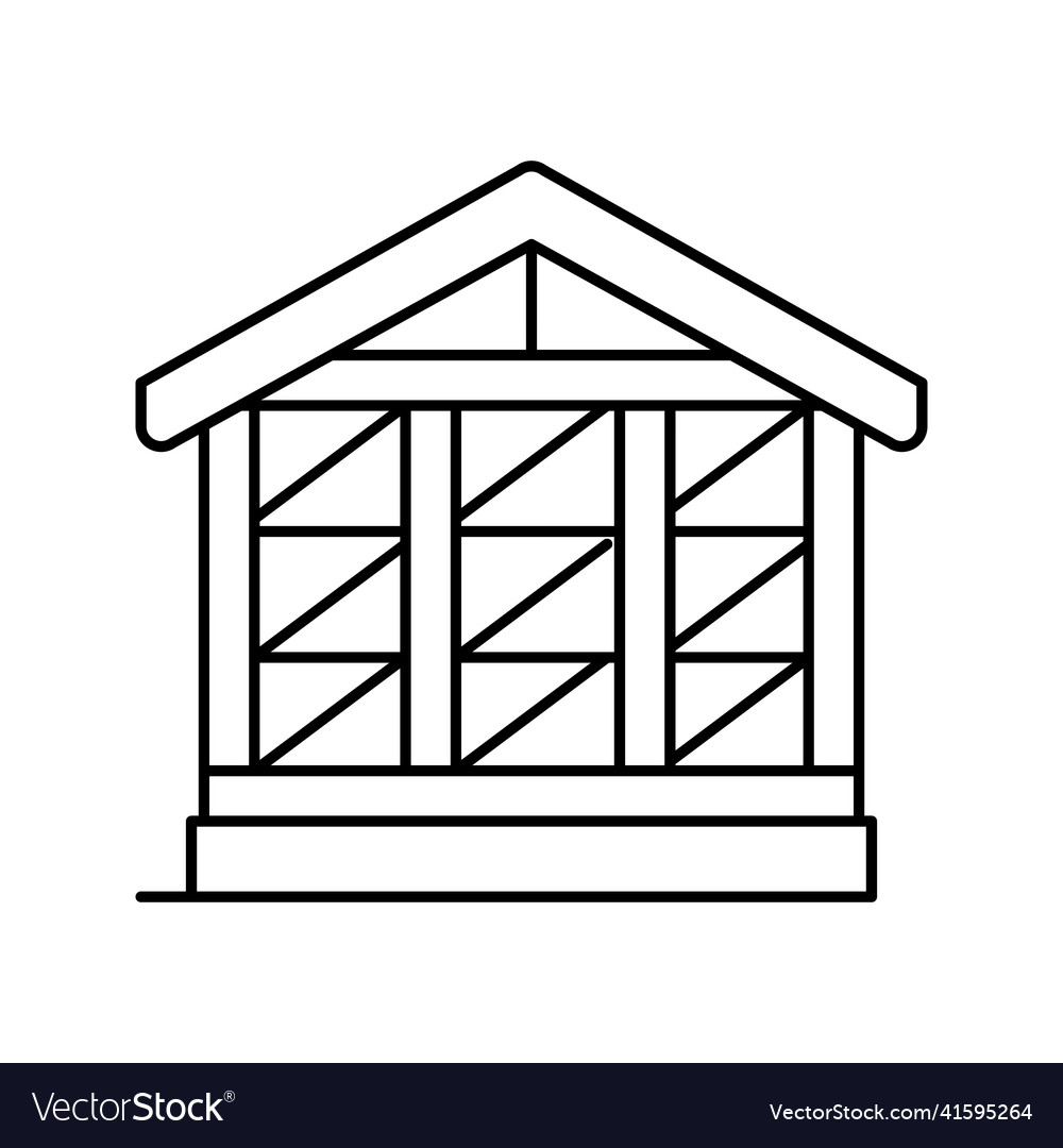 Wooden frame building line icon Royalty Free Vector Image