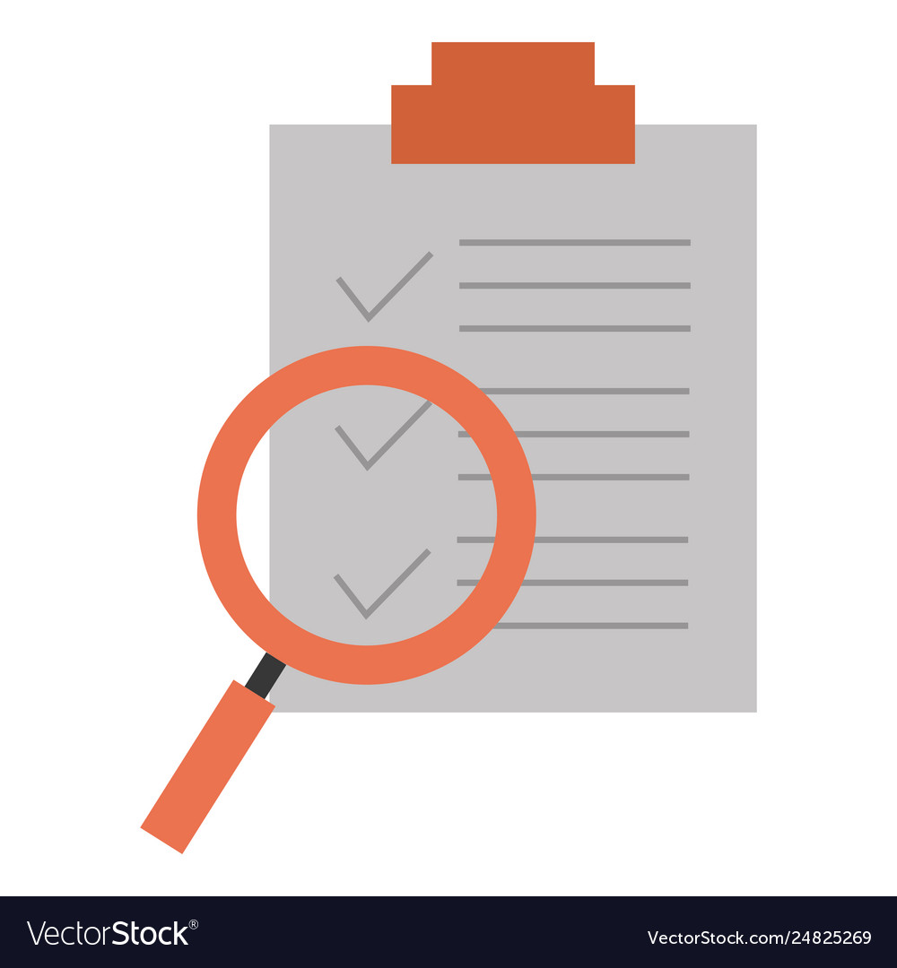 Checklist document with magnifying glass