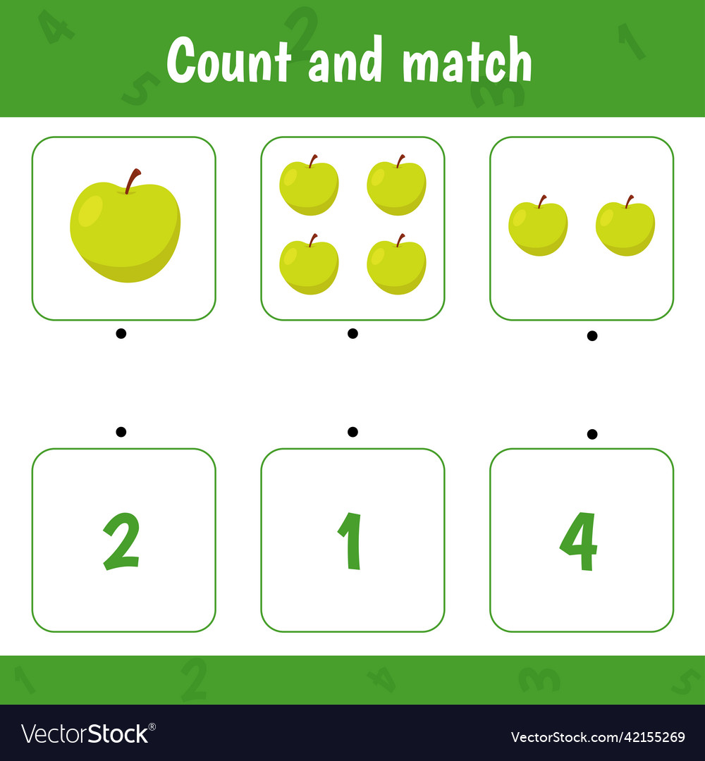 Count and match apple vector image Count and match apple